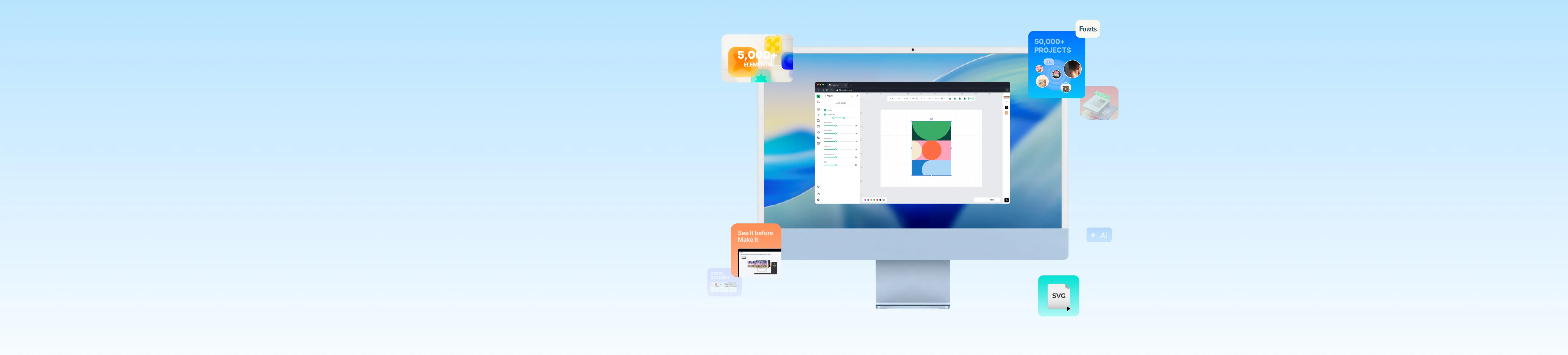 桌面版 xTool Studio 軟體與浮動功能標籤